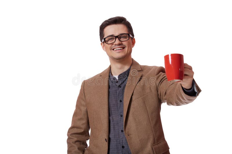 351 Man Having Cup Tea White Background Stock Photos Free & Royalty