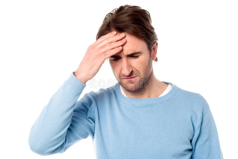 Man having severe headache royalty free stock photo