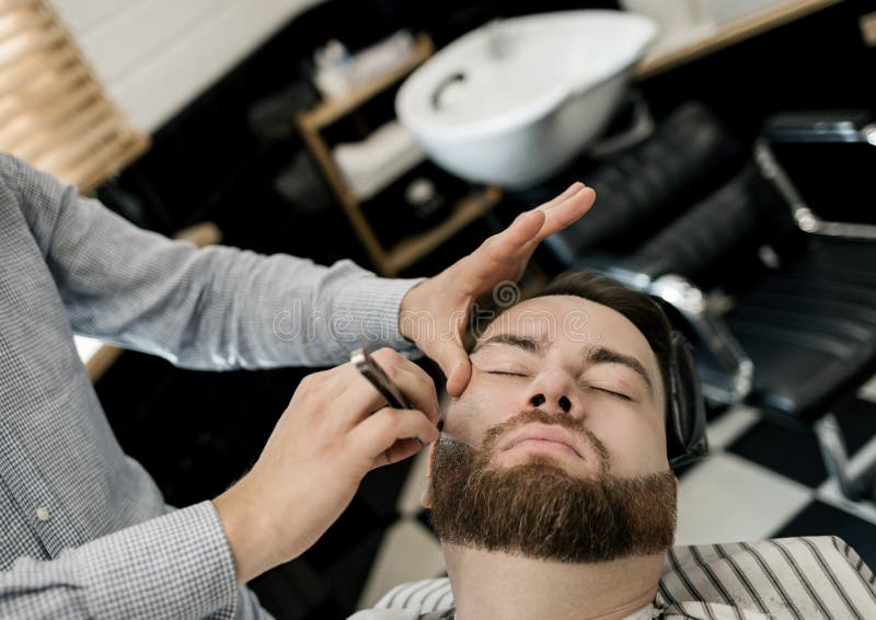 184 Man Having Shave Barber Shop Stock Photos Free & RoyaltyFree