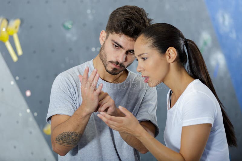 Man Having Wall Climbing Injury on Palm Stock Photo Image of rock