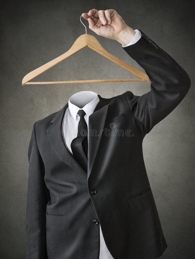 A Man without a Head with a Clothes Hanger. Stock Photo Image of