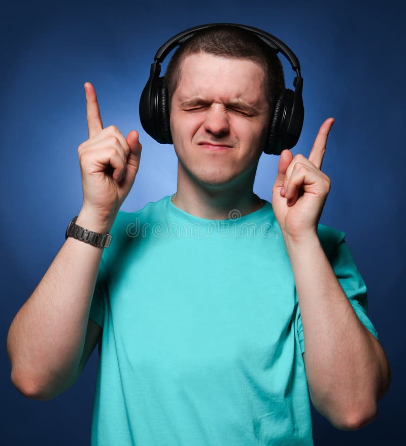 Man with headphones stock image. Image of sound, person 20644939