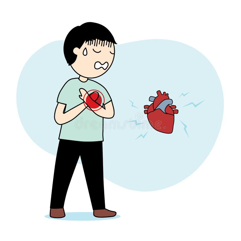 Man Heart Attack Feels Chest Pain, Healthcare Problem, Illustration Cartoon  on White Background Stock Illustration - Illustration of people, cardiac:  246800268
