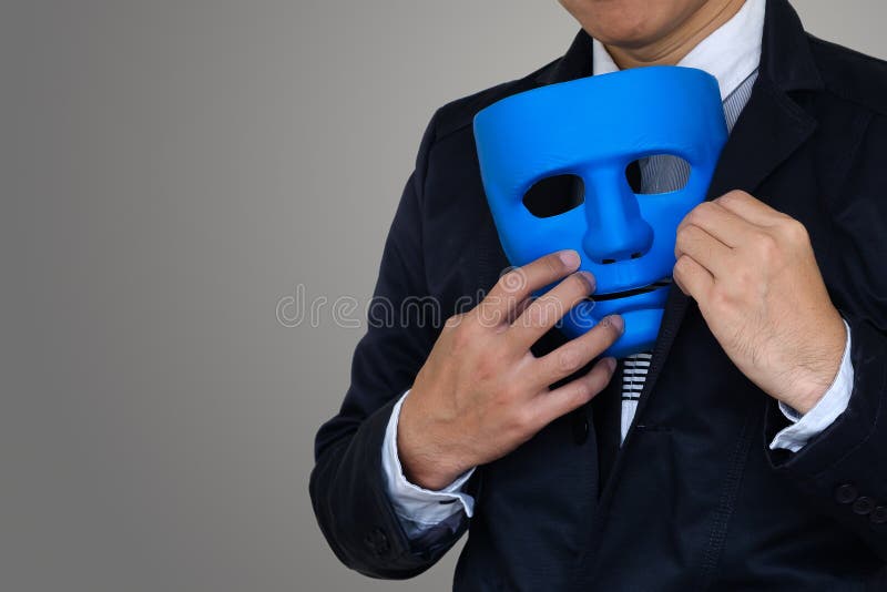 Businessman Hide Mask Behind His Back. Stock Image - Image of ...