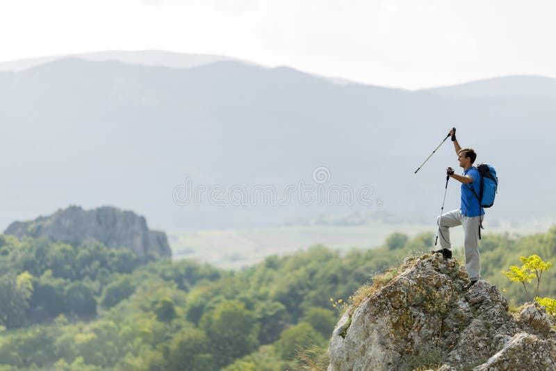 Man hiking on the mountain