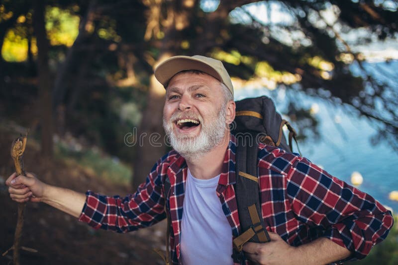 Man, hiking by the sea and exploring the nature royalty free stock photography