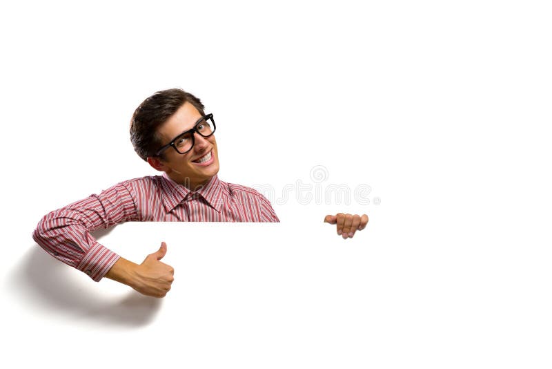 Man holding a banner royalty free stock photography