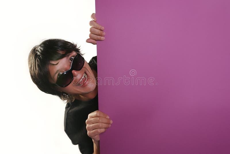 Man holding a billboard