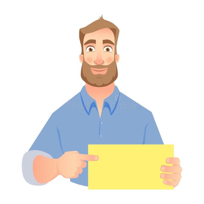 Smiling Businessman Pointing Blank Sign Stock Illustrations – 394 ...