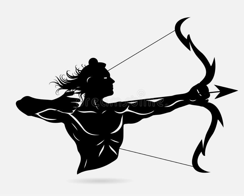 Man Holding Bow Arrow Vector Illustration Stock Vector - Illustration ...