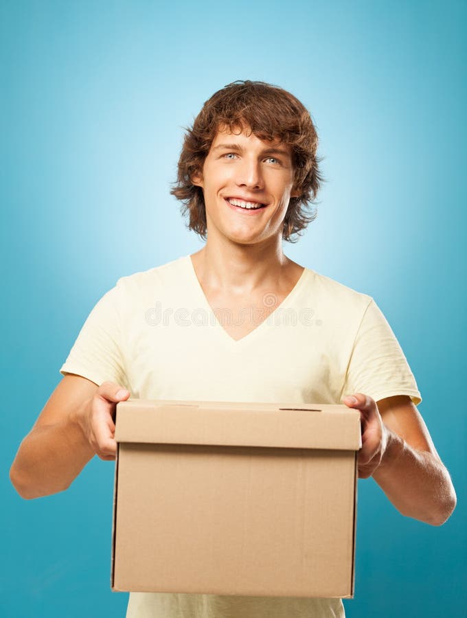 Man Holding a Box stock photography