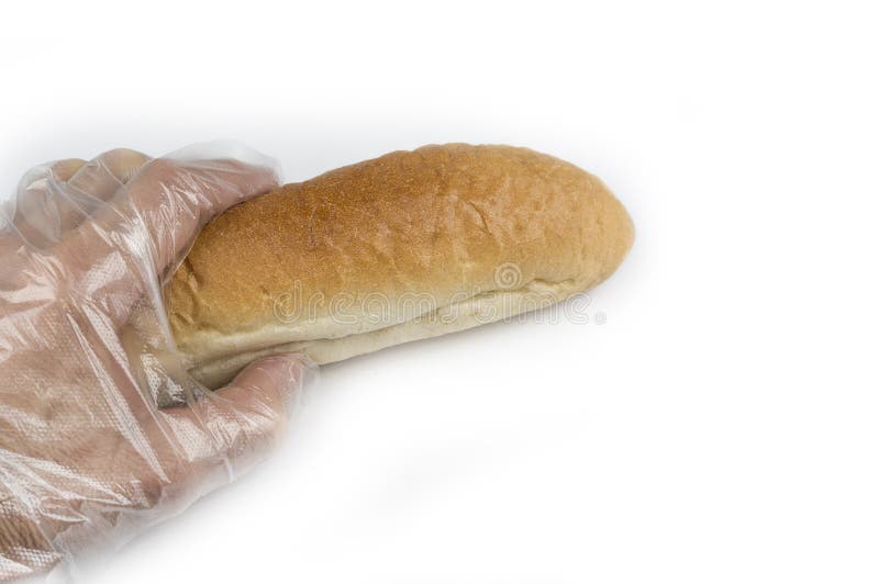 Man Holding Bread in a Hygienic Glove Stock Photo Image of healthy
