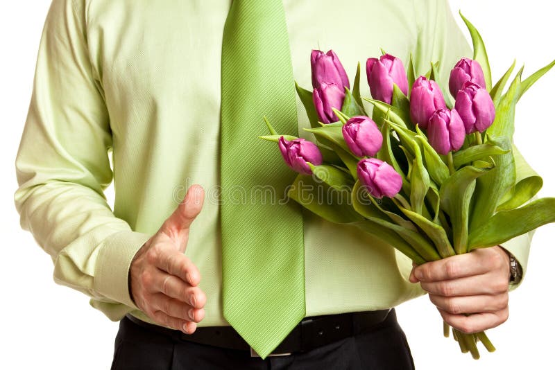 Man holding flowers