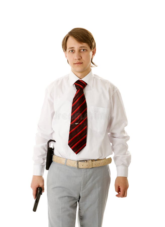 Man holding gun stock photo. Image of aiming, business 18453194