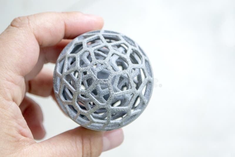 Man Holding in Hand Model Printed on 3D Printer. Powder Industrial 3D