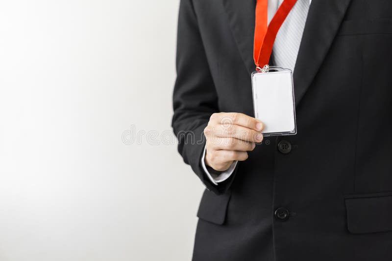 Man Holding Identification Card. Stock Image Image of office, guard 89113267