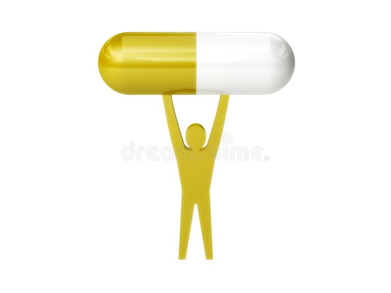 Man holding medical pill.