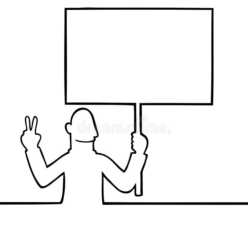 Man holding a peace protest sign vector illustration