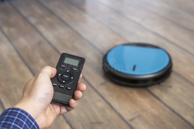 Holding Robot Vacuum Cleaner Remote Control Control Stock Image Image
