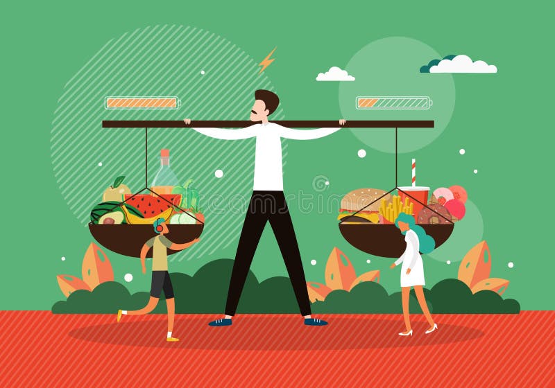 Healthy Food Concept The Balance Scales With Vegetables And Junk Food Stock  Illustration - Download Image Now - iStock