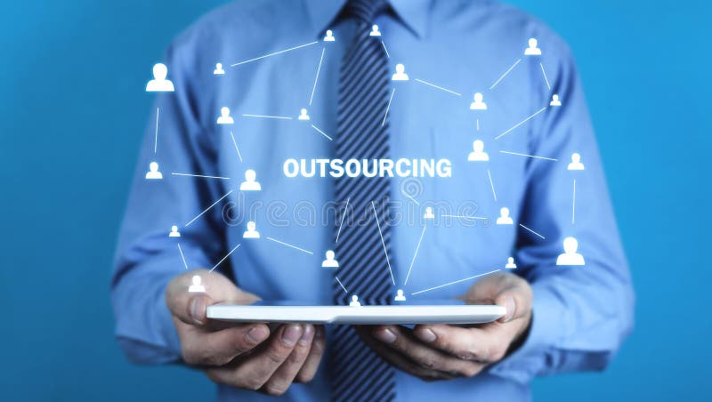 Man holding tablet. Outsourcing, business strategy concept stock images Man holding tablet. Outsourcing, business strategy concept stock images