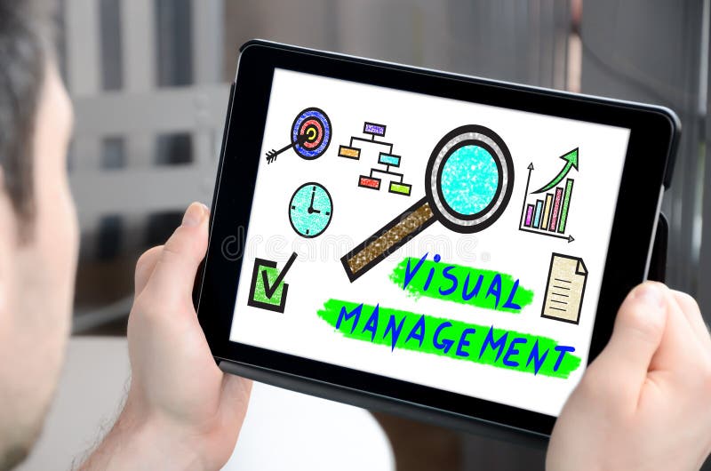 Visual Management Concept on a Tablet Stock Image - Image of charts ...