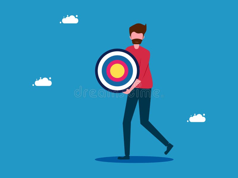 Man Holding a Target. the Concept of Goals in Life Stock Vector