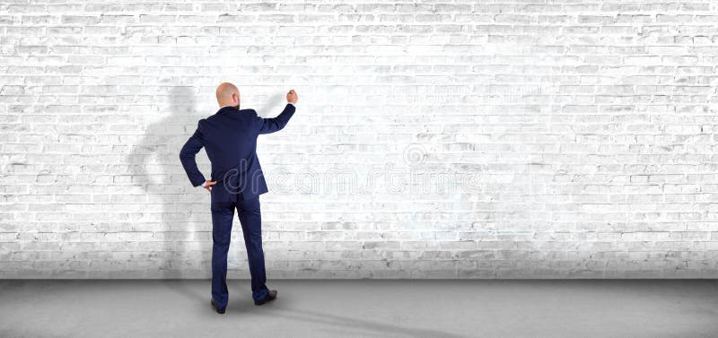 Man holding a Technology interface 3d rendering stock illustration