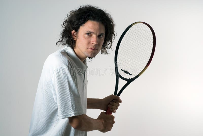 Man Holding a Tennis Racket - Horizontal
