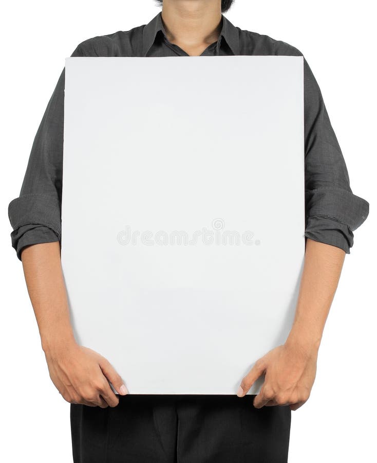 Man holding white board