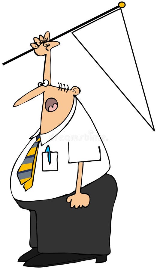 Man holding a white flag stock illustration. Illustration of pennant
