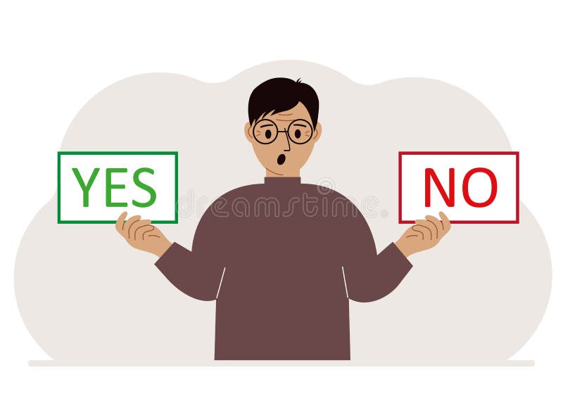 https://thumbs.dreamstime.com/b/man-holds-two-banners-yes-no-his-hands-test-question-indecisive-choice-argument-opposition-choice-dilemma-opponent-s-view-265167913.jpg