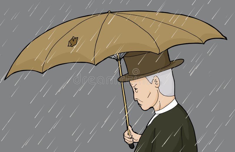 Old Man Holding Umbrella Stock Illustrations 100 Old Man Holding
