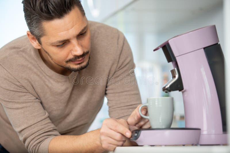 Man at Home Making Morning Coffee Stock Photo Image of automatic