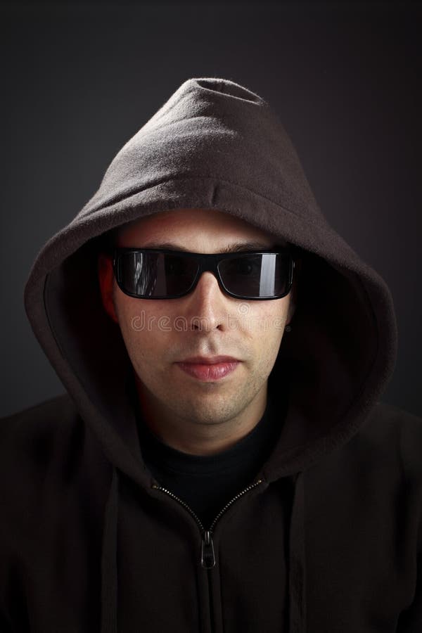 Man With Hoodie And Glasses Stock Image Image of serious, clothes