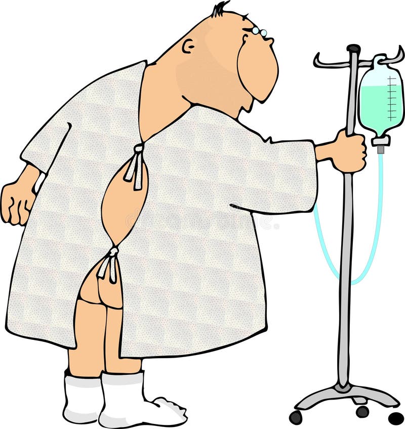 Man in a hospital gown stock illustration. Illustration of cartoon 1052239