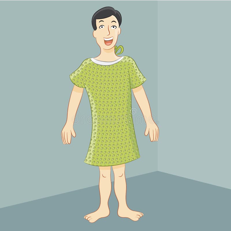 Man in a hospital gown stock illustration. Illustration of comic 1052238