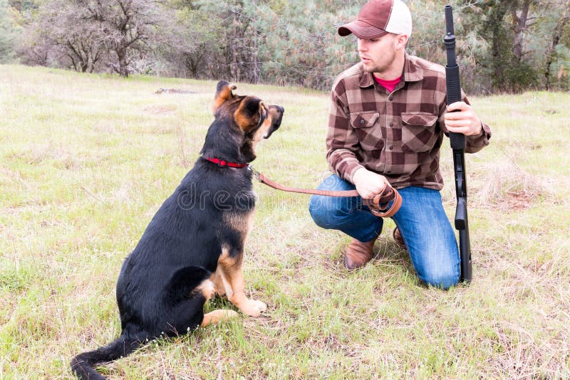 Man Hunting with Dog stock photo. Image of friend, hunting 89475716