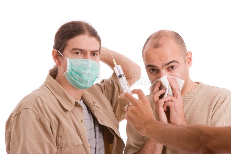 Man infected with h1n1 stock image