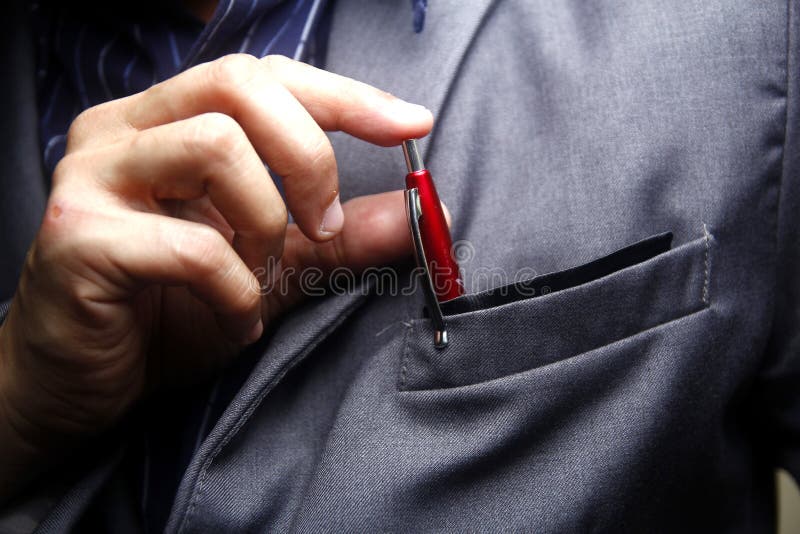 Pen in suit pocket stock image. Image of consultant, client 14584193