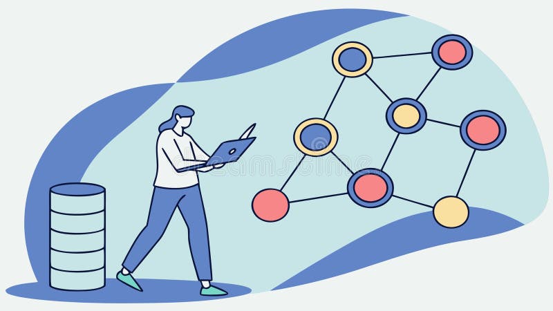 Man Interacting with Data Network, Abstract Tech Connectivity, AI vector design Generative AI vector illustration