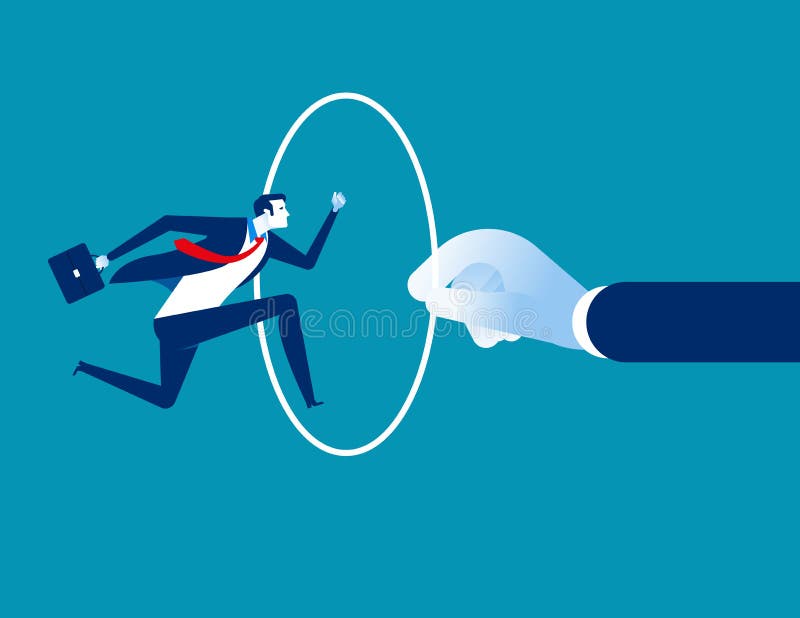 Man jumping through a hoop. Concept business vector illustration, Jump, Holding Hoop vector illustration Man jumping through a hoop. Concept business vector illustration, Jump, Holding Hoop vector illustration