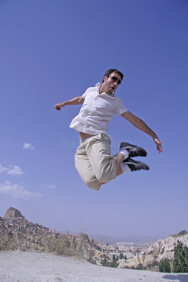 Man jumping in joy