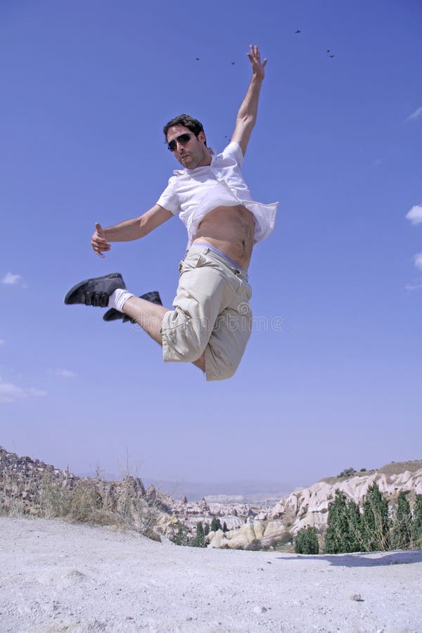 Man jumping in joy