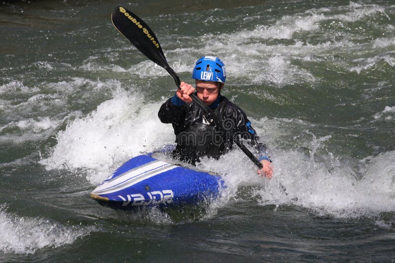 Man in a kayak editorial stock image. Image of adventure 30449699