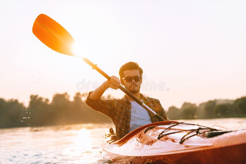 Man kayaking. stock photo. Image of expression, enjoyment 78012550