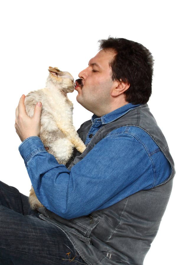 Man kisses cat