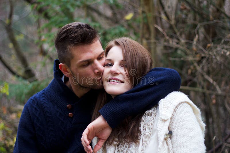 Man Kissing Woman On Forehead Stock Image Image Of Adult Beauty 15423997