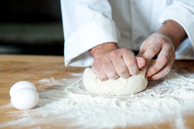 Man Kneading Dough, Closeup Shot Stock Image Image of skilled