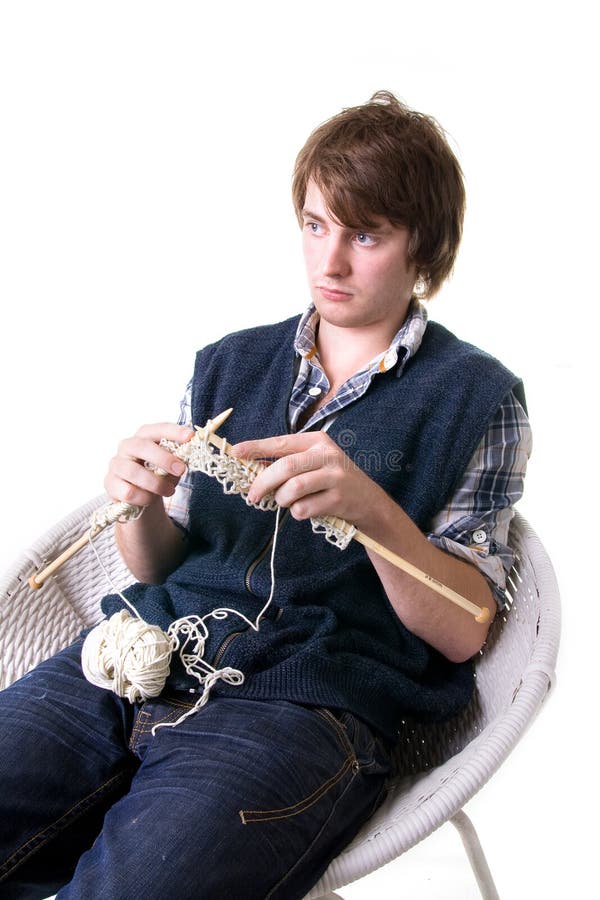 Man knitting art craft stock photo. Image of therapy 11210330